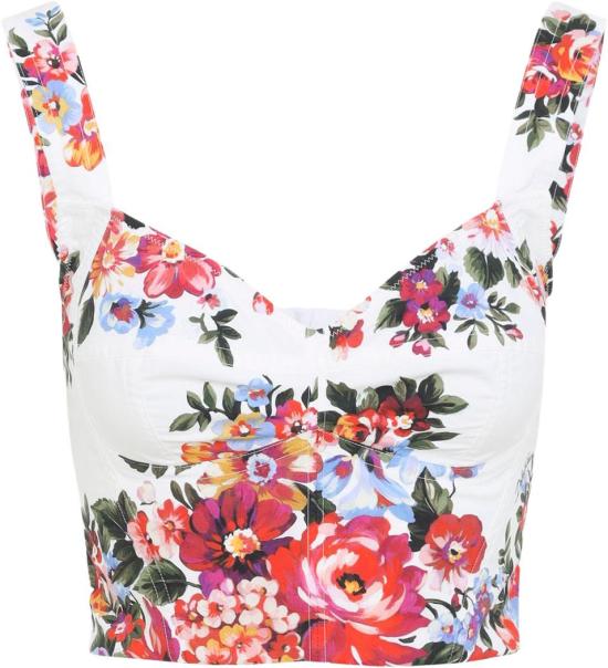 26SS 돌체앤가바나 플라워 부케 프린트 코튼 뷔스티에 탑 F7BB1THS5UUHA5ZOMAZZFIORIFBIANCO DIVERS - DOLCE & GABBANA