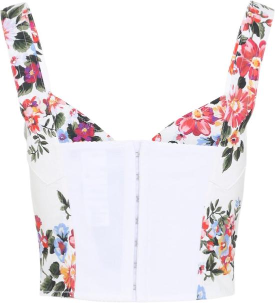 26SS 돌체앤가바나 플라워 부케 프린트 코튼 뷔스티에 탑 F7BB1THS5UUHA5ZOMAZZFIORIFBIANCO DIVERS - DOLCE & GABBANA