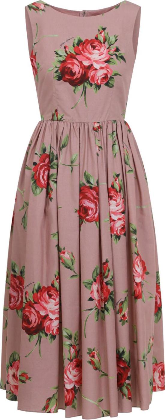 26SS 돌체앤가바나 로즈 부케 프린트 코튼 드레스 F612PTHS5UTHF5ZNBOUQUETROSEFROSA DIVERS - DOLCE & GABBANA