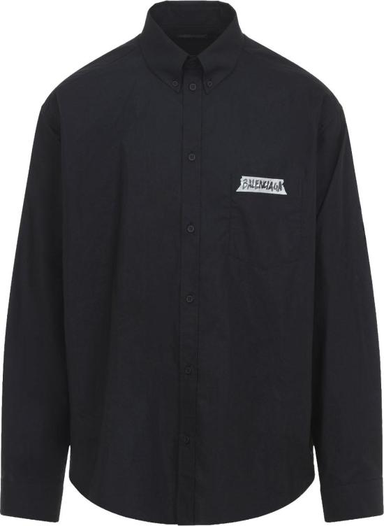 26SS 발렌시아가 마스킹 테이프 라지 핏 롱 슬리브 셔츠 857809TRM281000BLACK DIVERS - BALENCIAGA