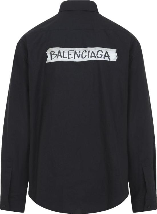 26SS 발렌시아가 마스킹 테이프 라지 핏 롱 슬리브 셔츠 857809TRM281000BLACK DIVERS - BALENCIAGA