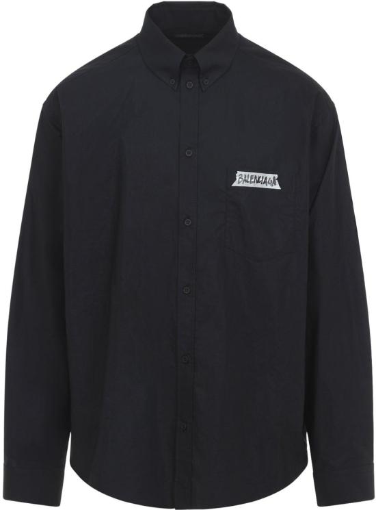 26SS 발렌시아가 마스킹 테이프 라지 핏 롱 슬리브 셔츠 857809TRM281000BLACK DIVERS