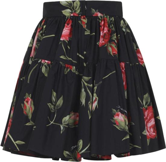 26SS 돌체앤가바나 로즈 부케 프린트 숏 스커트 F4CB1THS5UTHN5ZNBOUQUETROSEFNERO DIVERS - DOLCE & GABBANA