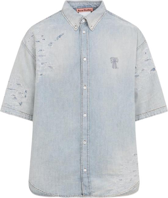 26SS 아크네 스튜디오 멘디드 데님 셔츠 BB0679228LIGHTBLUE DIVERS - ACNE STUDIOS