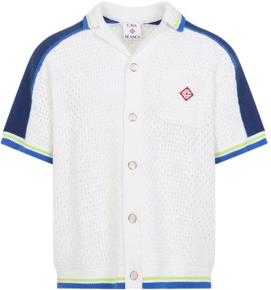 26SS 카사블랑카 반팔 셔츠 MSS26KW131001WHITEBLUE DIVERS