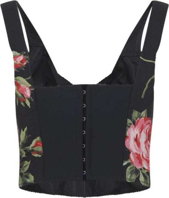 26SS 돌체앤가바나 로즈 부케 프린트 코튼 뷔스티에 탑 F7BB1THS5UTHN5ZNBOUQUETROSEFNERO DIVERS - DOLCE & GABBANA