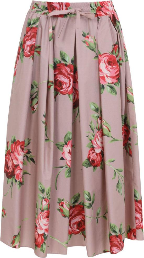26SS 돌체앤가바나 로즈 부케 프린트 미디 스커트 F4DC7THS5UTHF5ZNBOUQUETROSEFROSA DIVERS - DOLCE & GABBANA