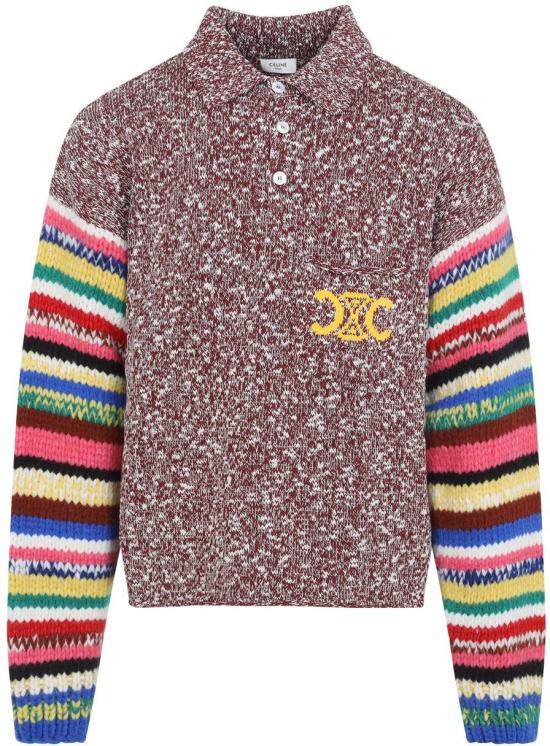 26SS 셀린느 물리네 코튼 폴로 스웨터 RY0QE0X94GDU4BURGUNDYMULTICOLOR DIVERS