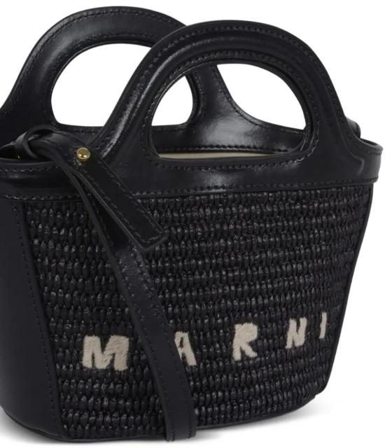 26SS 마르니 레더 & 라피아 트로피컬리아 마이크로백 BMMP0067Q0P386000N99BLACK - MARNI