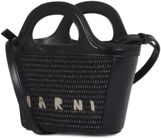 26SS 마르니 레더 & 라피아 트로피컬리아 마이크로백 BMMP0067Q0P386000N99BLACK - MARNI