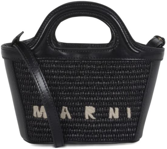 26SS 마르니 레더 & 라피아 트로피컬리아 마이크로백 BMMP0067Q0P386000N99BLACK - MARNI