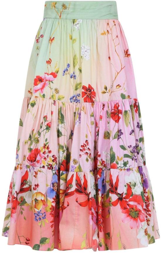 26SS 로베르토 카발리 롱 스커트 WQT3033AR32D0509GREENFUCHSIA DIVERS