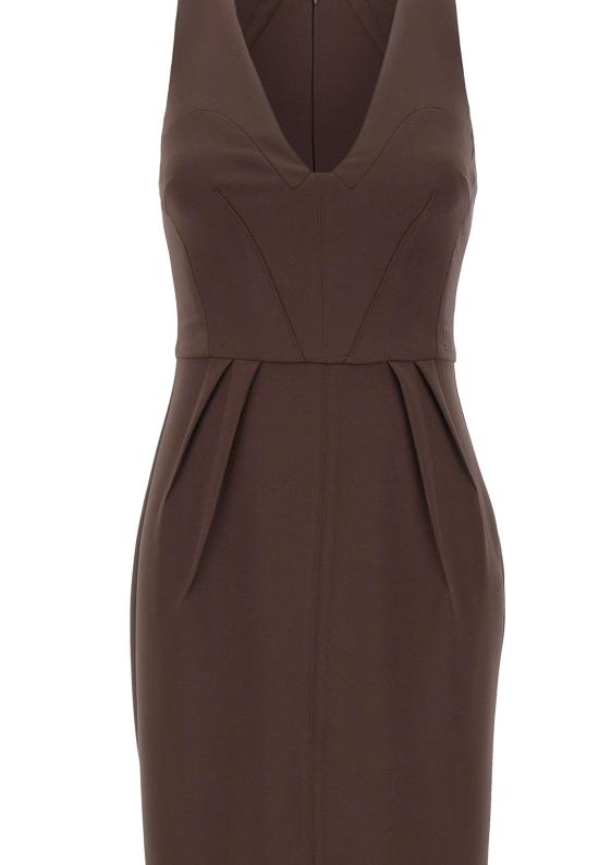 26SS 엘리자베타프랜치 미디 원피스 AB94162E2 644 BROWN - ELISABETTA FRANCHI