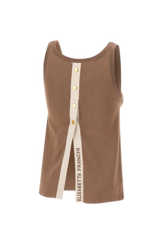 26SS 엘리자베타프랜치 민소매 티셔츠 TK72S61E2 727 BROWN - ELISABETTA FRANCHI