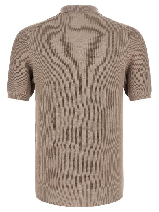 26SS 브루넬로 쿠치넬리 잉글리시 립 코튼 니트 폴로셔츠 M29400015CSJ77 Brown - BRUNELLO CUCINELLI