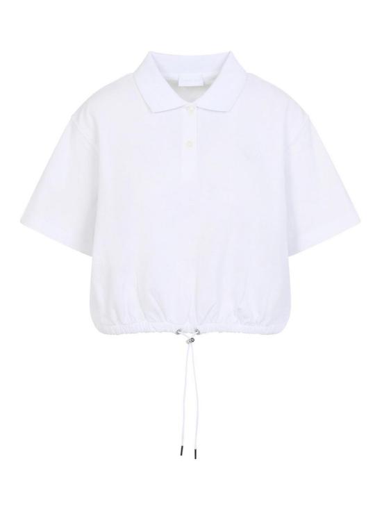 26SS 몽클레어 크롭 코튼 피케 폴로 셔츠 L10938A0000589A1600A White
