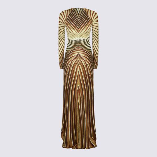 26SS 로베르토 카발리 롱 원피스 WWT113 JRS34D0980 NATURAL GOLD - ROBERTO CAVALLI