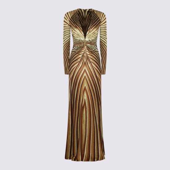 26SS 로베르토 카발리 롱 원피스 WWT113 JRS34D0980 NATURAL GOLD