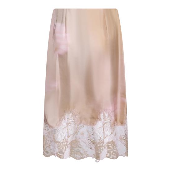 26SS 파비아나 필리피 레이스 프린트 실크 트윌 스커트 GND276F837 M104VR1 Beige rosa - FABIANA FILIPPI