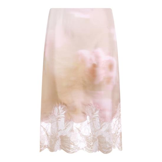 26SS 파비아나 필리피 레이스 프린트 실크 트윌 스커트 GND276F837 M104VR1 Beige rosa