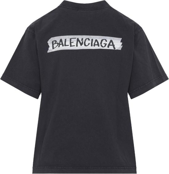 26SS 발렌시아가 마스킹 테이프 티셔츠 850990TTVL61041FADEDWASHEDBLACK DIVERS - BALENCIAGA