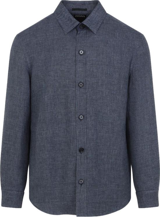 26SS 에르메네질도제냐 긴팔 셔츠 UHV75A3SOT52B07BLUESCURO DIVERS - ERMENEGILDO ZEGNA