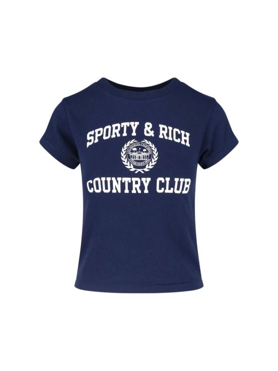 26SS 스포티앤리치 반팔 티셔츠 TO11176218BL106 DARK NAVY WHITE Blue