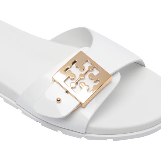 26FW 토리버치 버클 슬라이드 157872 100 White - TORY BURCH