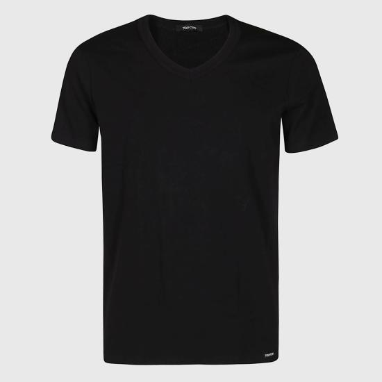26FW 톰포드 V넥 반팔 티셔츠 T4M09 1040002 Black