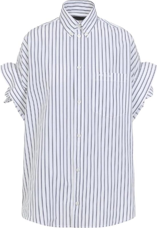 26SS 발렌시아가 턱드 슬리브 셔츠 857833TTM339086WHITEBLUE DIVERS - BALENCIAGA