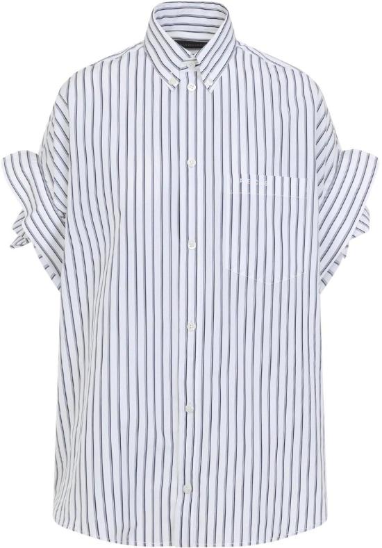 26SS 발렌시아가 턱드 슬리브 셔츠 857833TTM339086WHITEBLUE DIVERS
