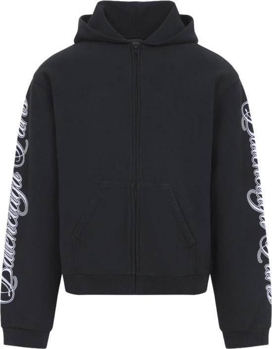 26SS 발렌시아가 커시브 레귤러 핏 집업 후디 851236TTVM86552WASHEDBLACK DIVERS - BALENCIAGA