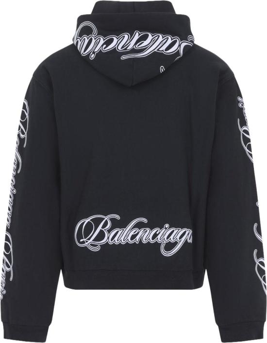 26SS 발렌시아가 커시브 레귤러 핏 집업 후디 851236TTVM86552WASHEDBLACK DIVERS - BALENCIAGA