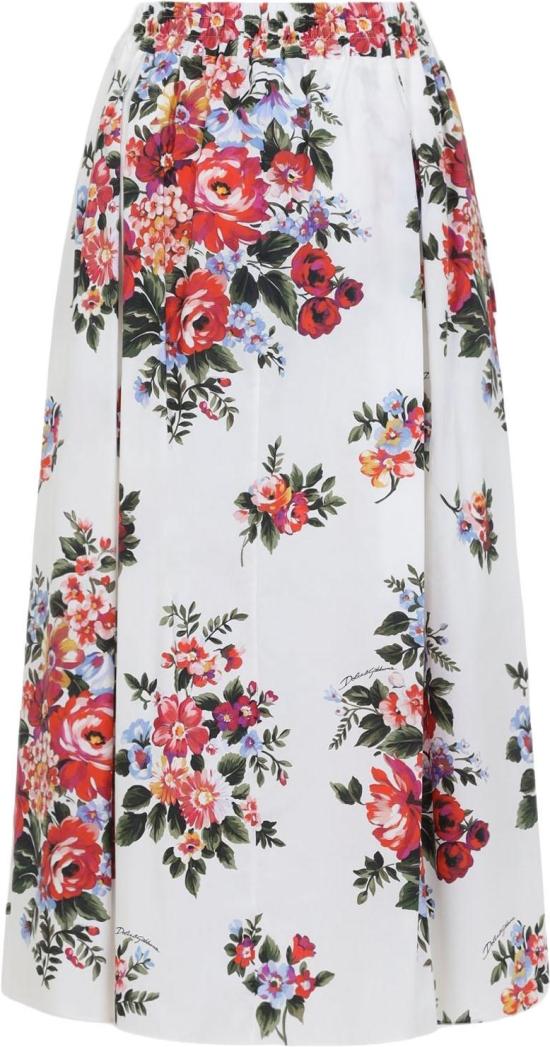26SS 돌체앤가바나 플라워 부케 프린트 미디 스커트 F4DC7THS5UUHA5ZOMAZZFIORIFBIANCO DIVERS - DOLCE & GABBANA