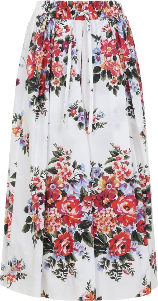 26SS 돌체앤가바나 플라워 부케 프린트 미디 스커트 F4DC7THS5UUHA5ZOMAZZFIORIFBIANCO DIVERS - DOLCE & GABBANA