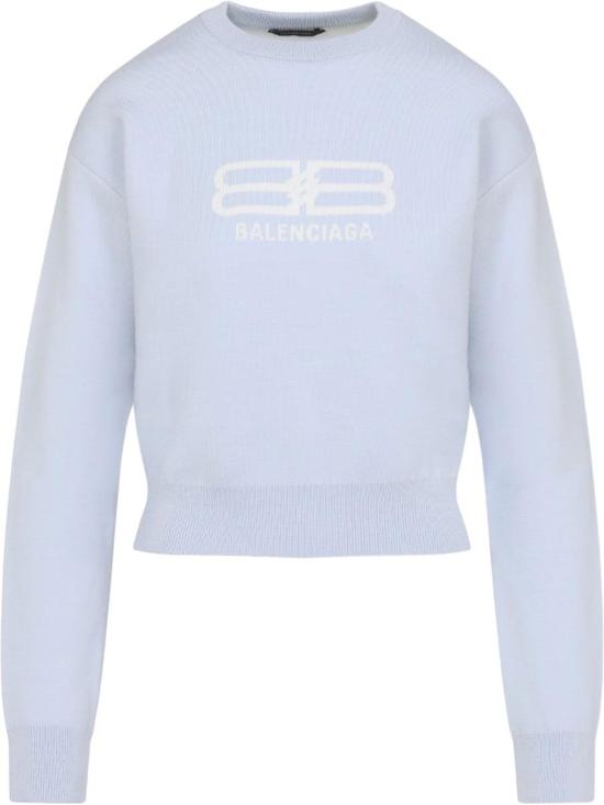 25FW 발렌시아가 로고 인타르시아 스웨터 850046T17609076LIGHTBLUELATTE DIVERS - BALENCIAGA
