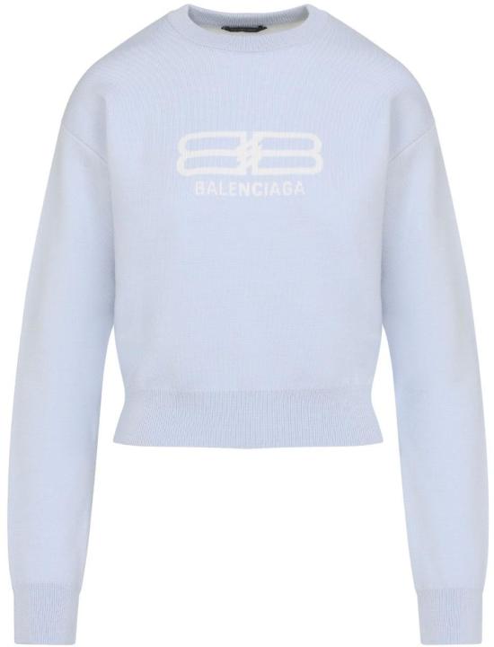 25FW 발렌시아가 로고 인타르시아 스웨터 850046T17609076LIGHTBLUELATTE DIVERS