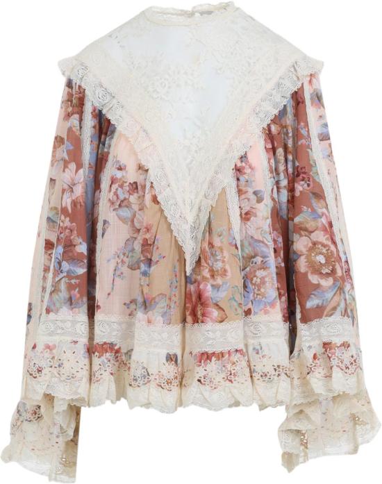 26SS 짐머만 블라우스 5764TRS261SPLICEDPRINT DIVERS - ZIMMERMANN