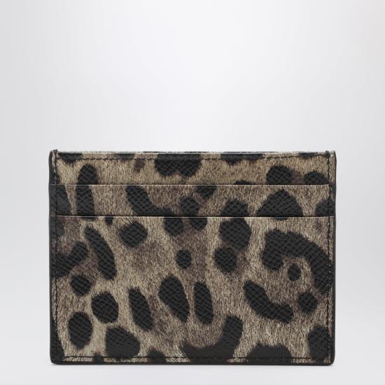 26FW 돌체앤가바나 레오파드 프린트 폴리싱 카프스킨 카드 홀더 BI0330AX566 Brown - DOLCE & GABBANA