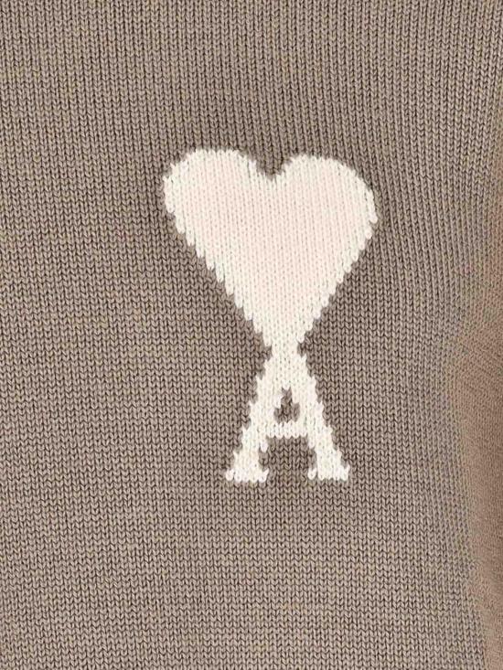 26SS 아미 ADC 울 & 코튼 크루넥 하트 스웨터 UKS859KN0156A117 Beige - AMI