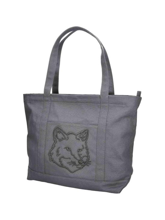 26SS 메종키츠네 라지 폭스 헤드 토트백 LW05104WW01070453 Grey - MAISON KITSUNE