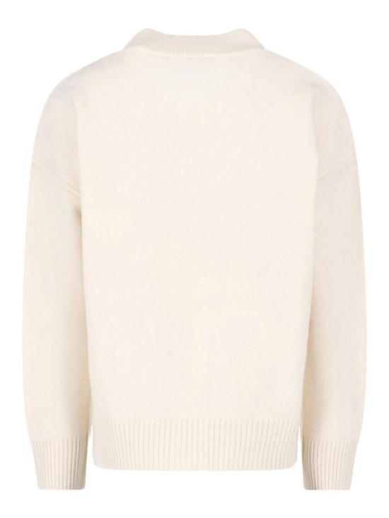 26SS 아미 하트 로고 인타르시아 V넥 가디건 UKC367018154 Cream - AMI