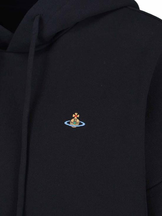 26SS 비비안웨스트우드 로고 자수 크롭 후드 1I01001AJ00ASN401 Black - VIVIENNE WESTWOOD