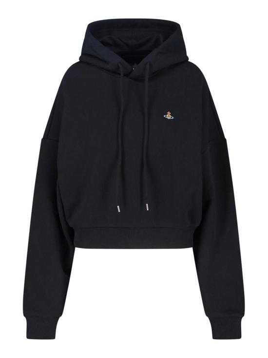 26SS 비비안웨스트우드 로고 자수 크롭 후드 1I01001AJ00ASN401 Black