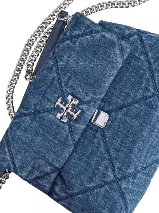 26SS 토리버치 다이아몬드 퀼트 데님 미니 탑 핸들 체인 월렛 178637401 Blue - TORY BURCH