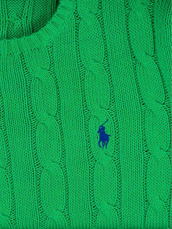 26SS 폴로 랄프로렌 포니 로고 피마코튼 케이블 니트 스웨터 211971869011 Green - POLO RALPH LAUREN