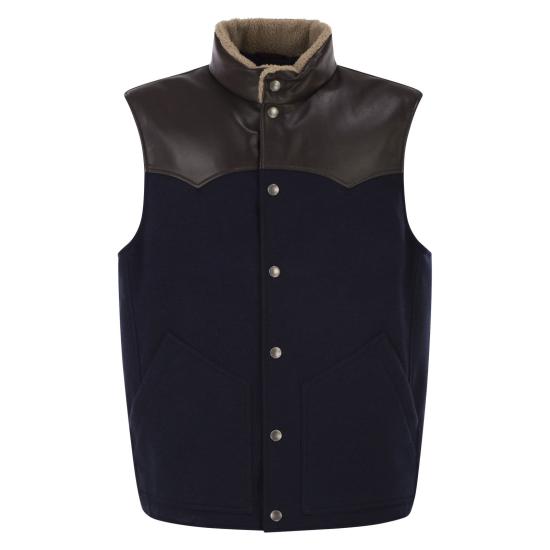 26FW 브루넬로 쿠치넬리 베스트 MM4701622 BLUE BROWN