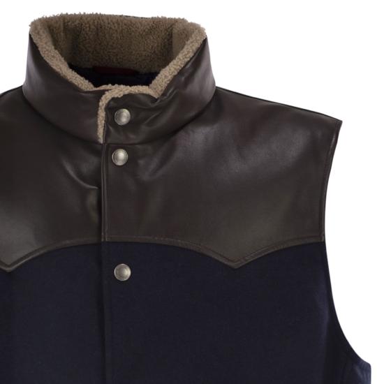 26FW 브루넬로 쿠치넬리 베스트 MM4701622 BLUE BROWN - BRUNELLO CUCINELLI