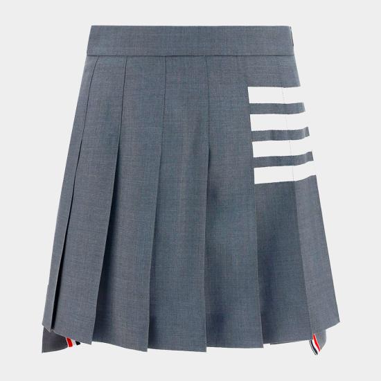 26FW 톰브라운 플레인 위브 미니 플리츠 4바 스커트 FGC402V 06146035 MED GREY - THOM BROWNE