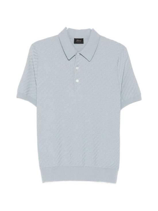 26SS 브리오니 코튼 실크 캐시미어 트라마 위브 폴로 셔츠 UMR20O PAK224919 NAVY
